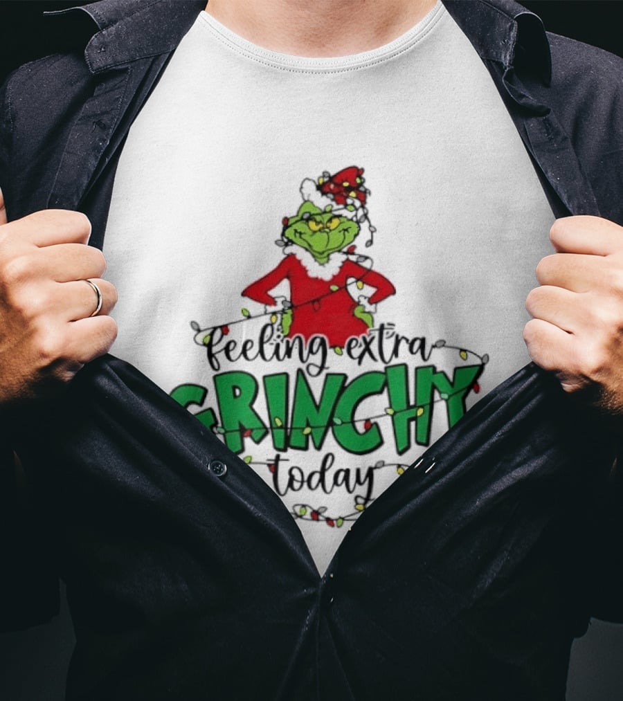 Feeling Extra Grinchy Today Christmas Lights Grinch T-Shirt