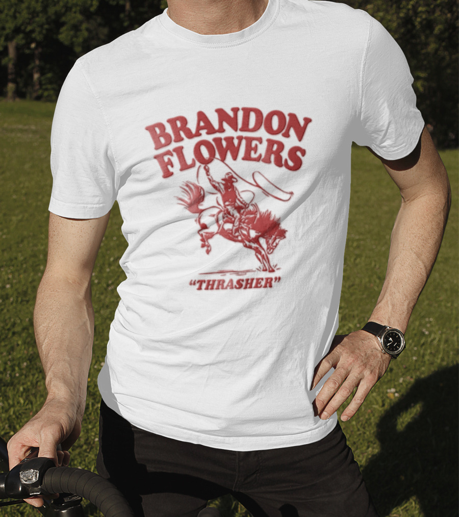 Brandon Flowers Kansas City Chiefs 24 Cowboy Riding Bucking Horse Lasso T-Shirt