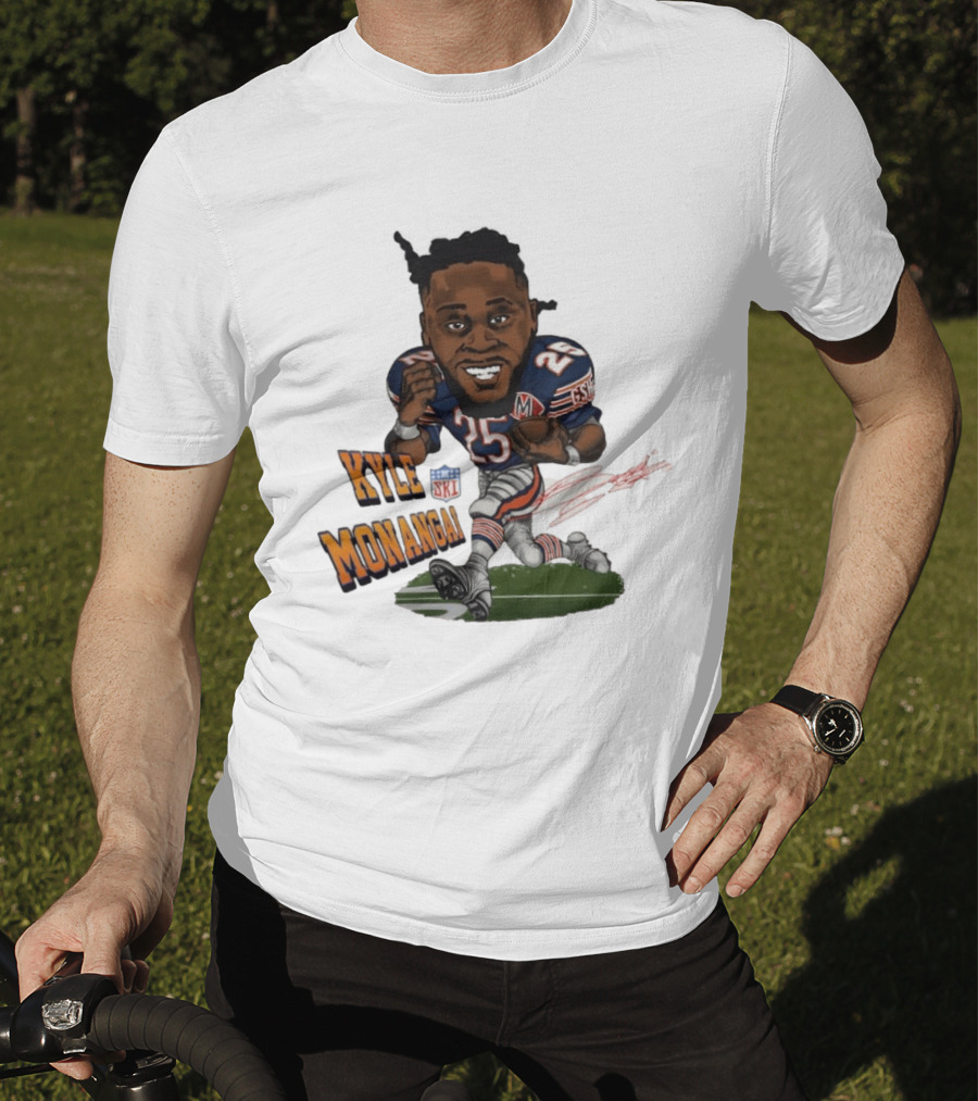 Kyle Monangai No 25 Chicago Bears Caricature Football T-Shirt