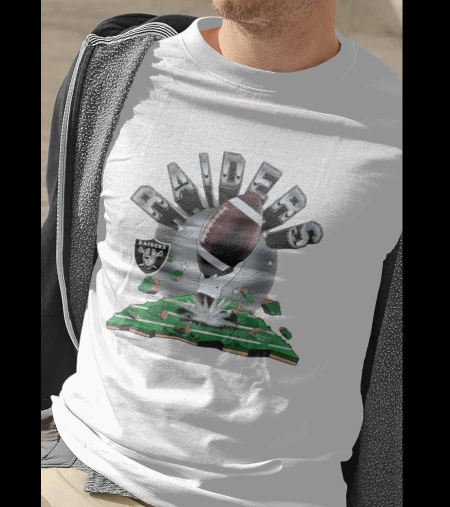 Raiders Football 2026 Explosive Clubhouse Breaking Through T-Shirt