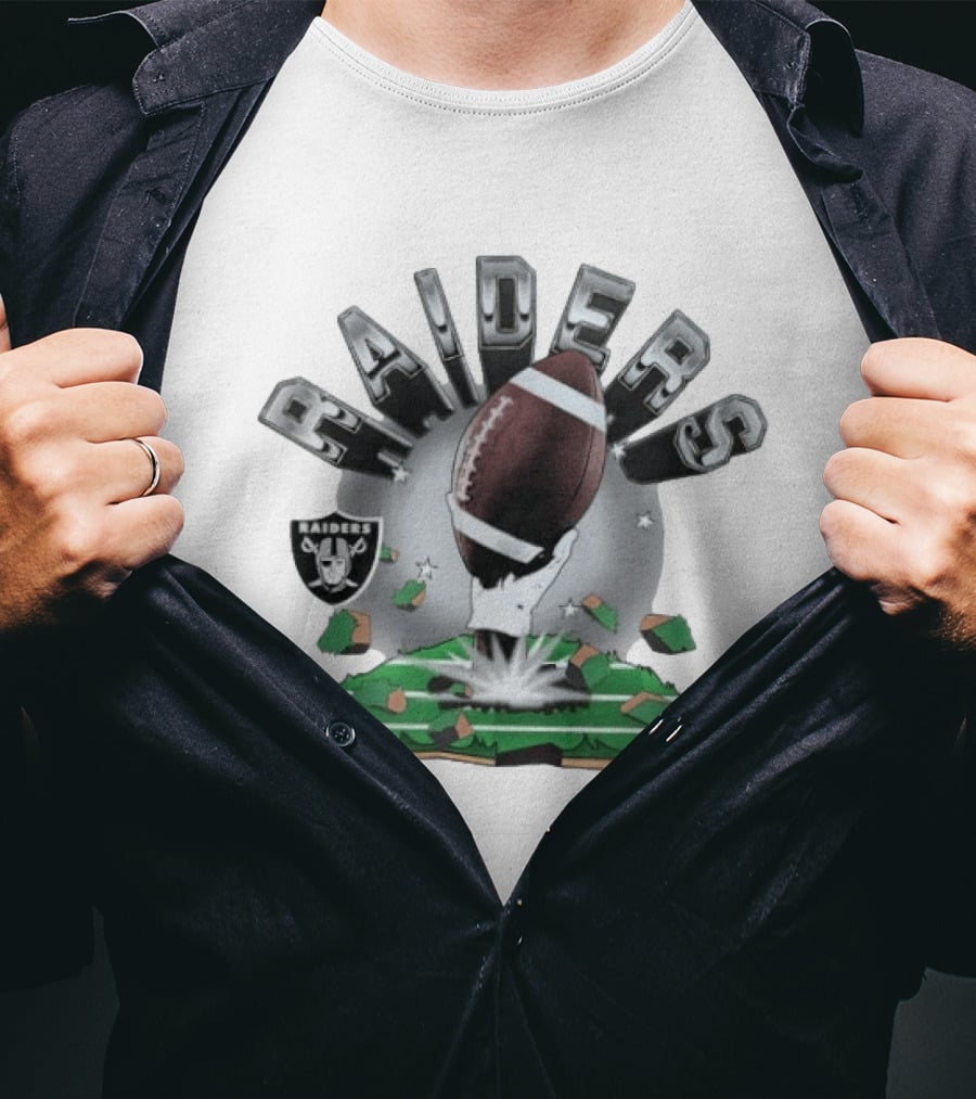 Raiders Football 2026 Explosive Clubhouse Breaking Through T-Shirt