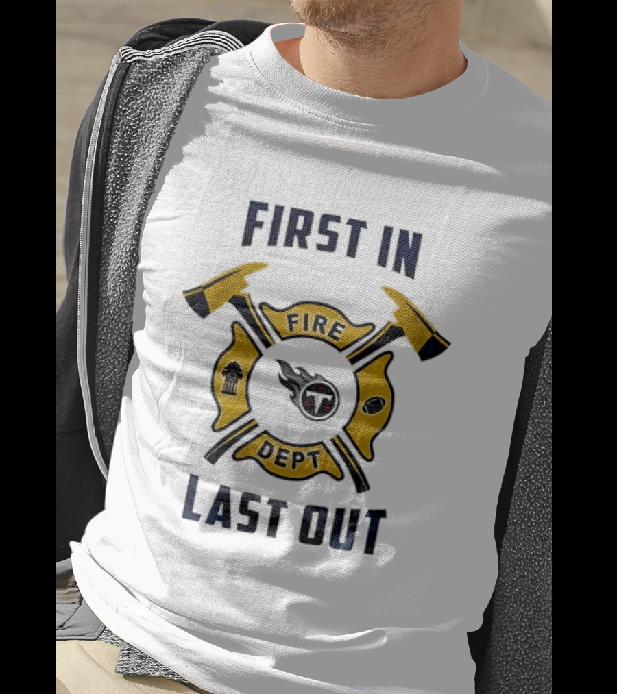 Michigan Wolverines Fire Dept First In Last Out Firefighter Axes T-Shirt