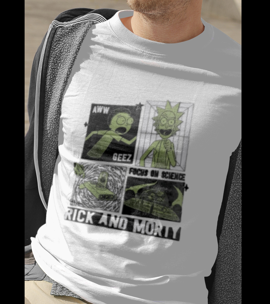 Aww Geez Rick And Morty Focus On Science Spaceship Portal T-Shirt