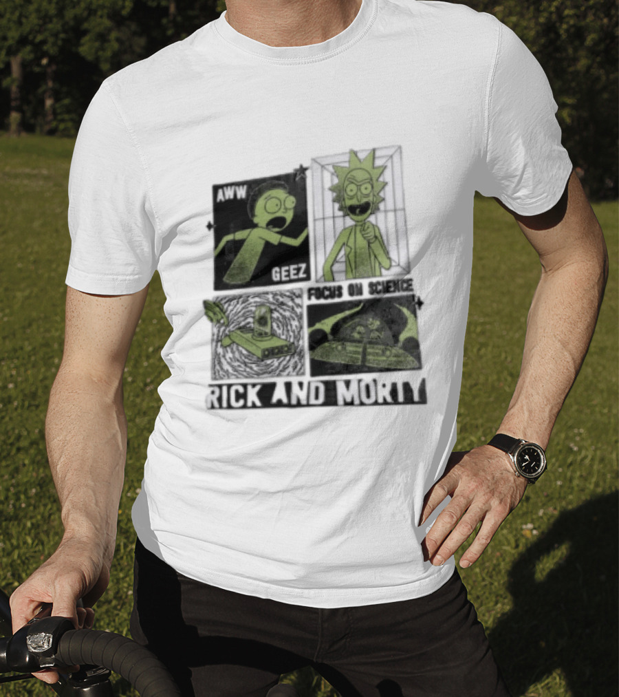 Aww Geez Rick And Morty Focus On Science Spaceship Portal T-Shirt