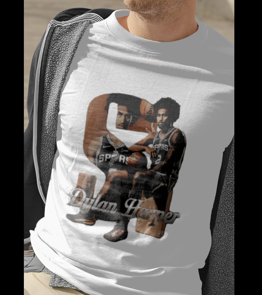 San Antonio Spurs Dylan Harper 2 Sitting Holding Basketball T-Shirt