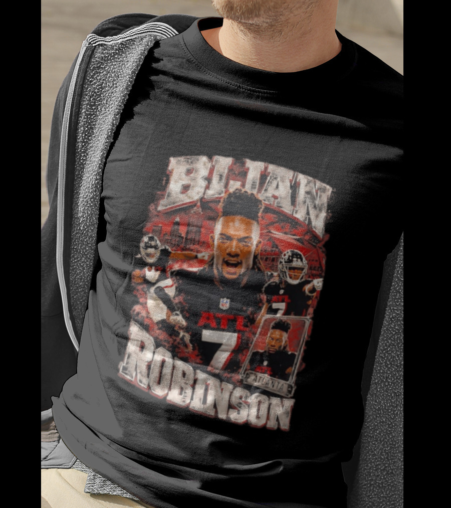 Bijan Robinson ATL Atlanta Falcons Number 7 Football Player Sports Collage T-Shirt