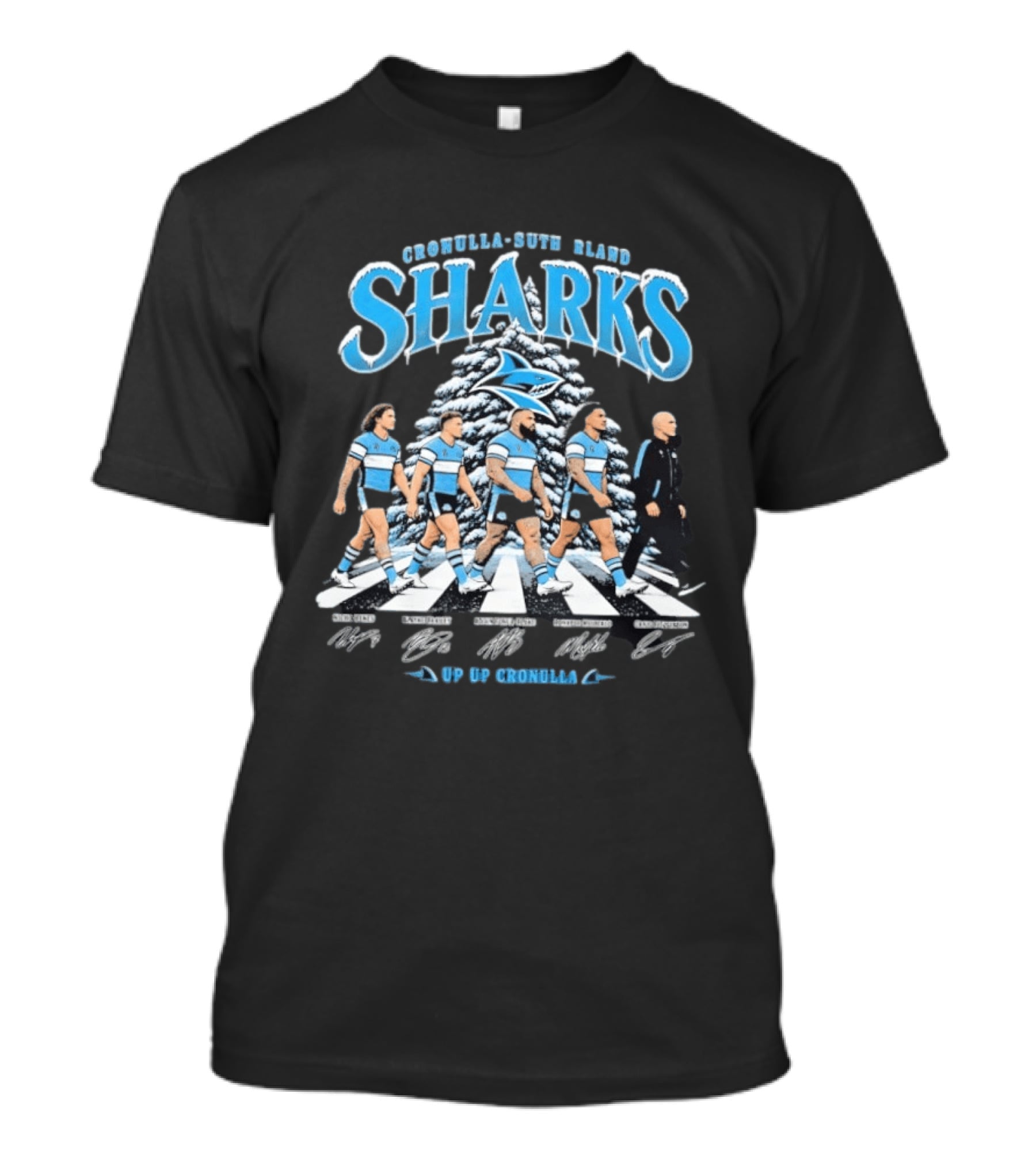 Cronulla Sutherland Sharks Up Up Cronulla Abbey Road Christmas Signatures T-Shirt