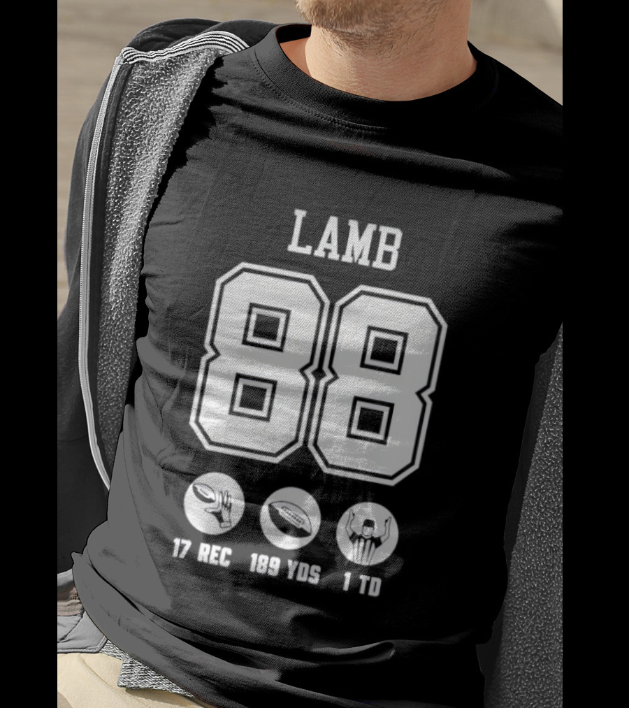 Dallas Cowboys CeeDee Lamb 88 17 Rec 189 Yds 1 Td T-Shirt