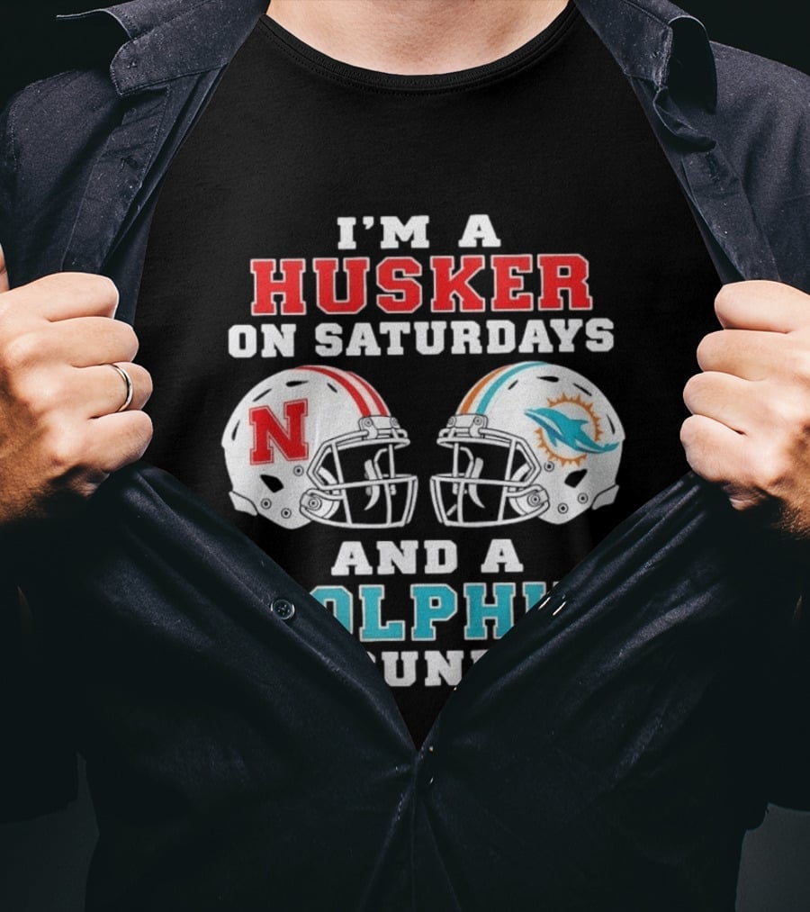 Husker Saturdays And Dolphin Sundays Football Fan Gear T-Shirt
