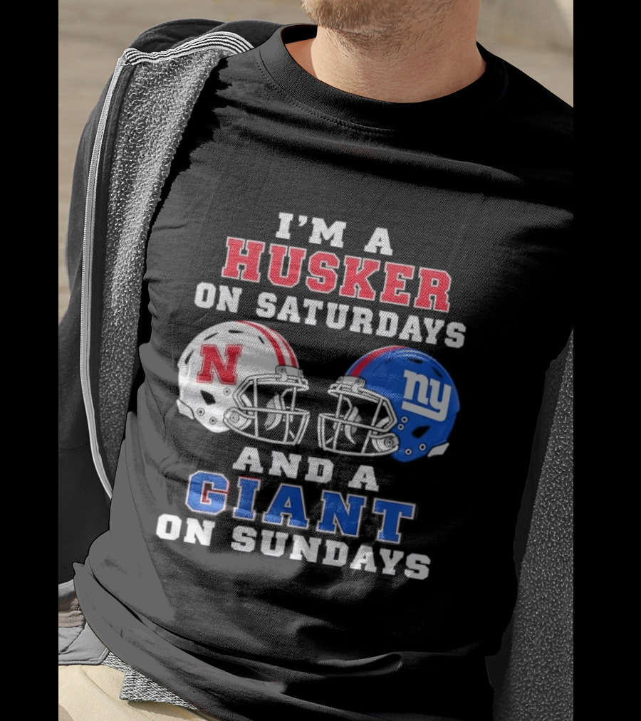 I'm A Husker On Saturdays And A Giant On Sundays Football Helmets T-Shirt