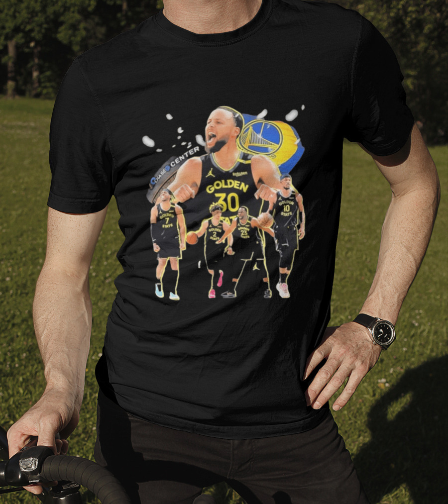 Golden State Warriors Players Collage Chase Center Basketball Team Number 30 23 10 7 T-Shirt