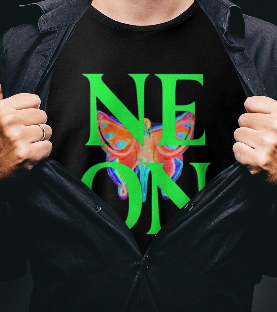 Neon Butterfly Interscope Store Colorful T-Shirt