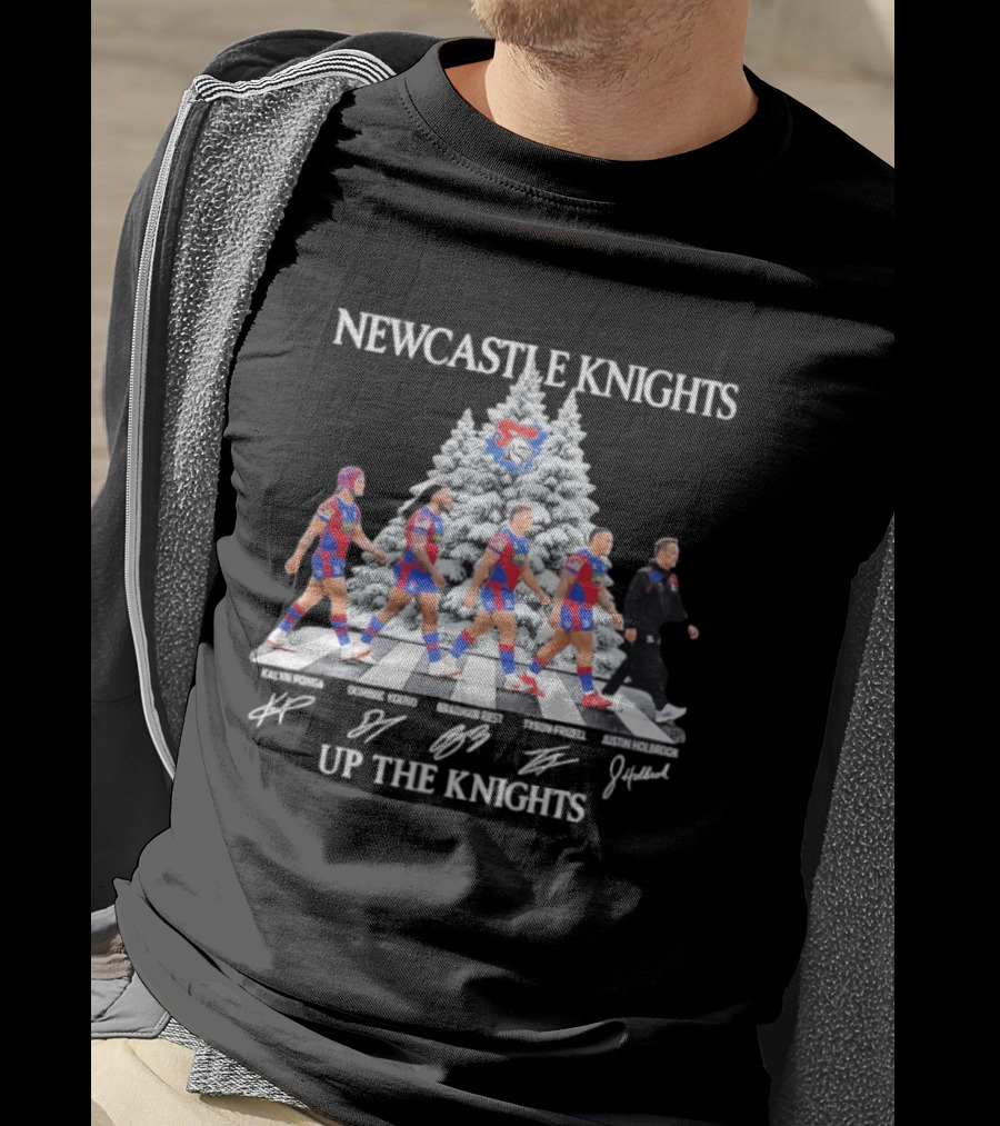 Newcastle Knights Up The Knights Abbey Road Christmas Signatures T-Shirt