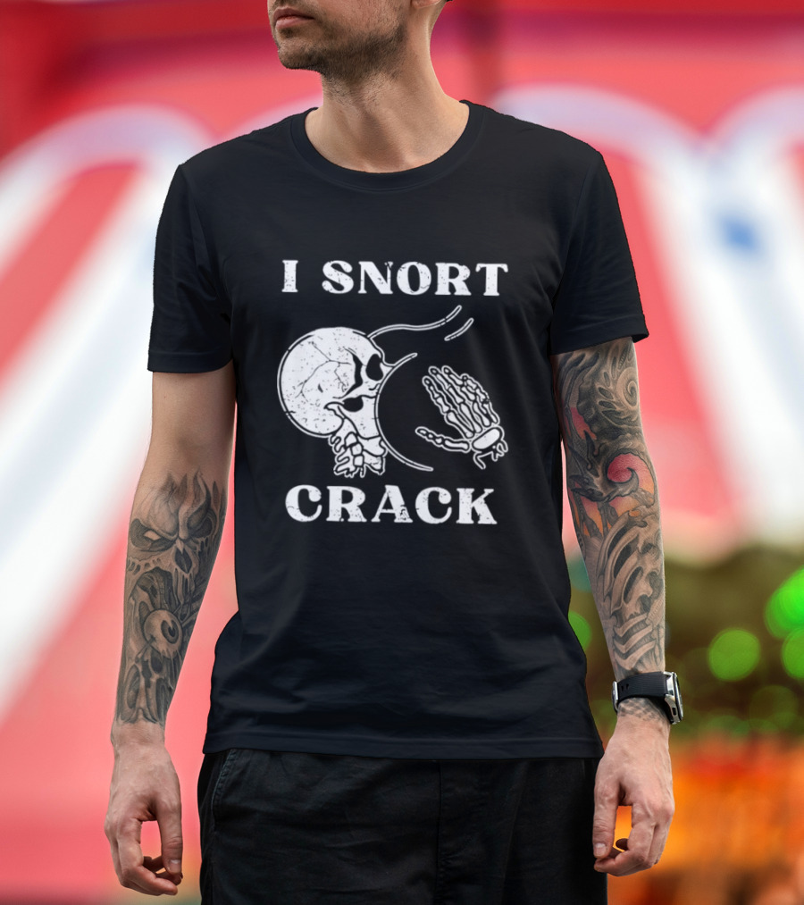 I Snort Crack Skull Skeleton Praying Hands T-Shirt