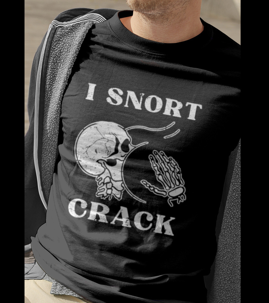 I Snort Crack Skull Skeleton Praying Hands T-Shirt