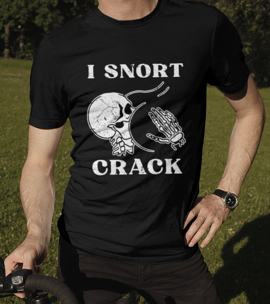 I Snort Crack Skull Skeleton Praying Hands T-Shirt