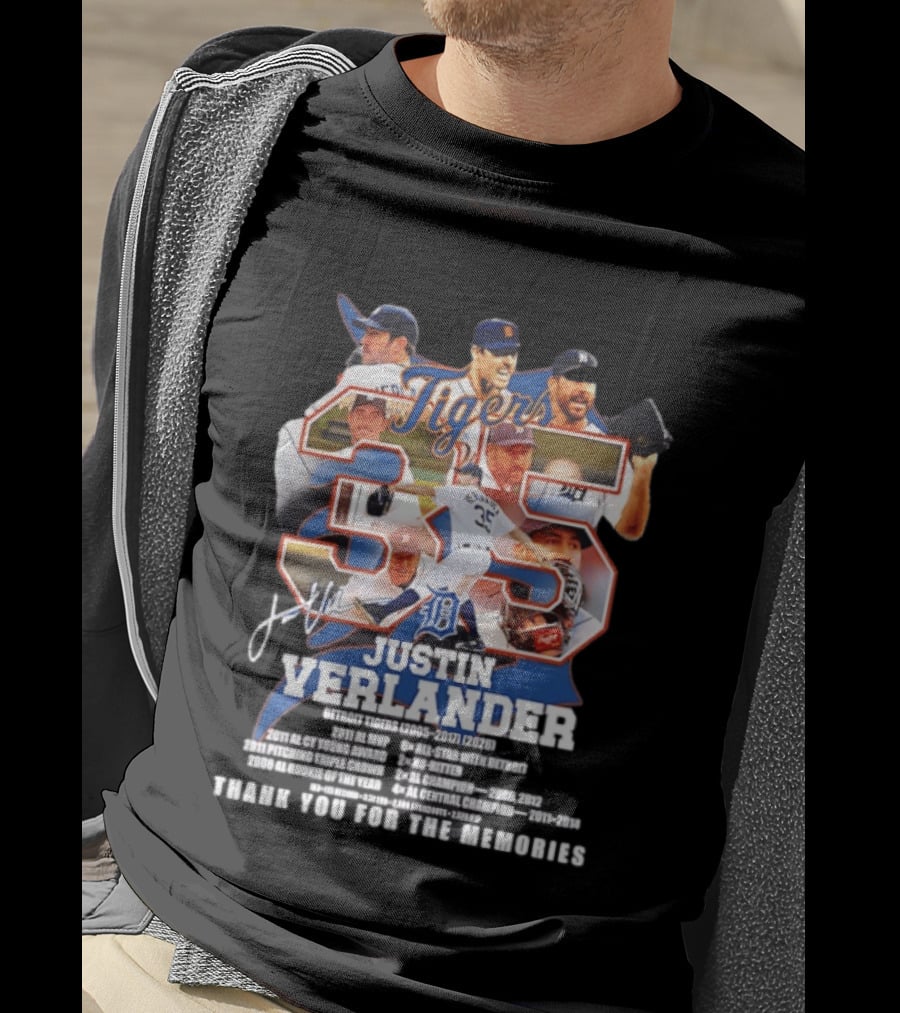 Detroit Tigers Justin Verlander 35 Thank You For The Memories 2026 T-Shirt