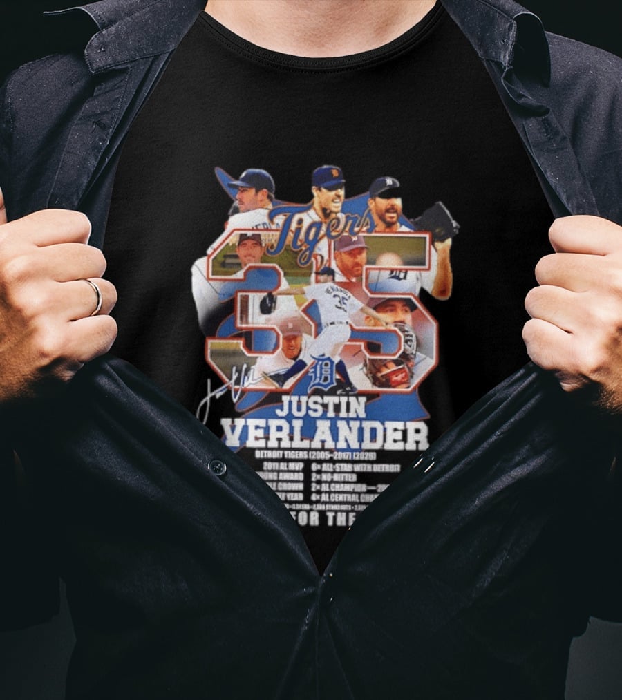 Detroit Tigers Justin Verlander 35 Thank You For The Memories 2026 T-Shirt