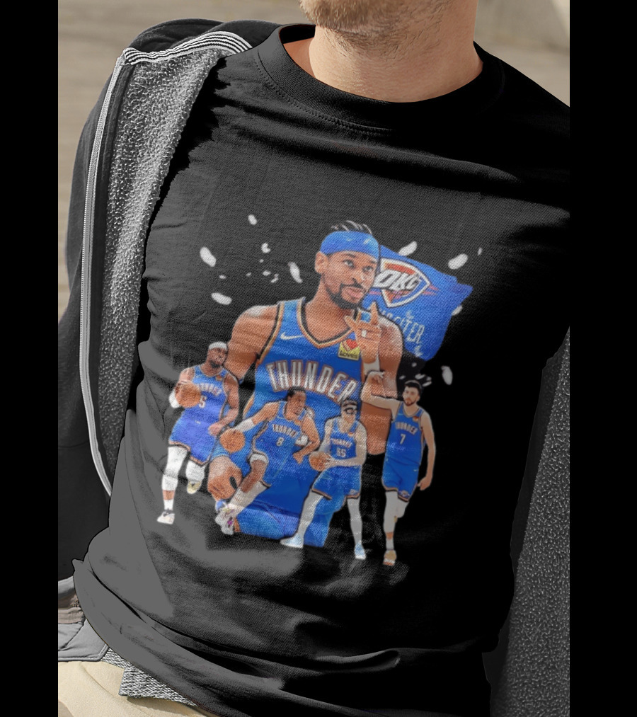 Oklahoma City Thunder 2026 NBA Players Collage With OKC Thunder Logo And Basketball Team Members T-Shirt