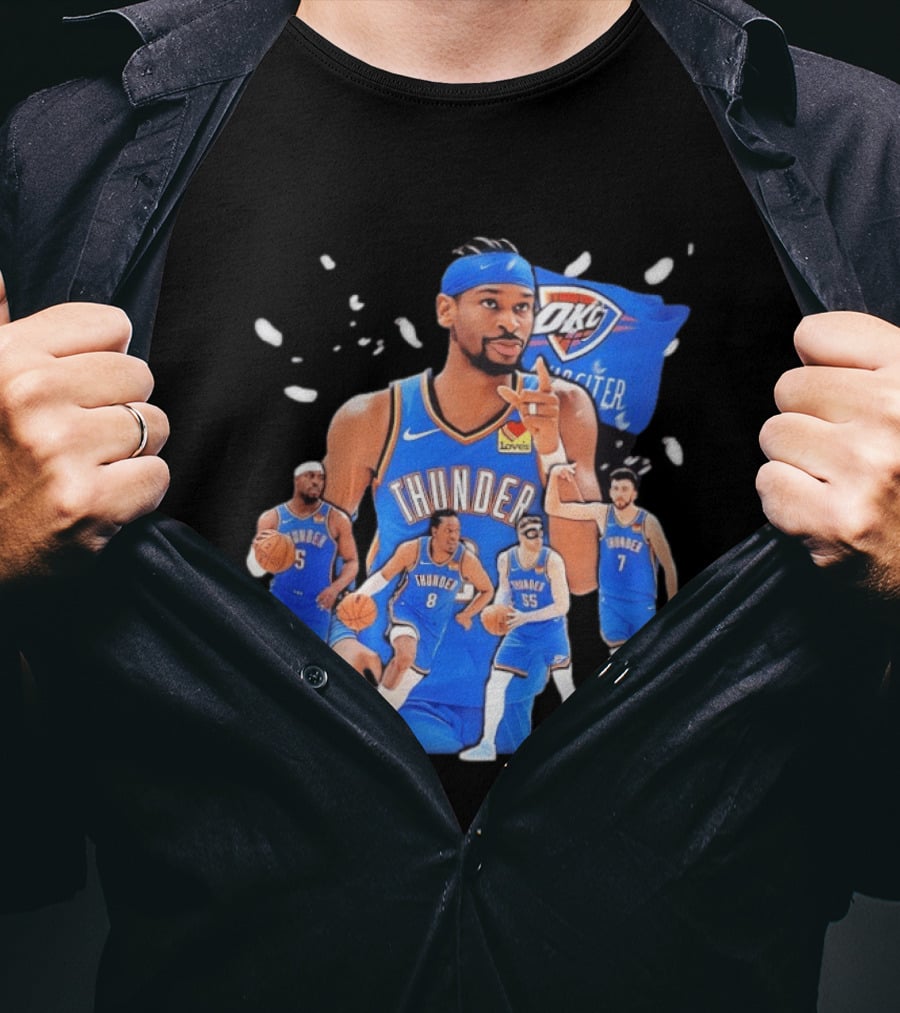 Oklahoma City Thunder 2026 NBA Players Collage With OKC Thunder Logo And Basketball Team Members T-Shirt