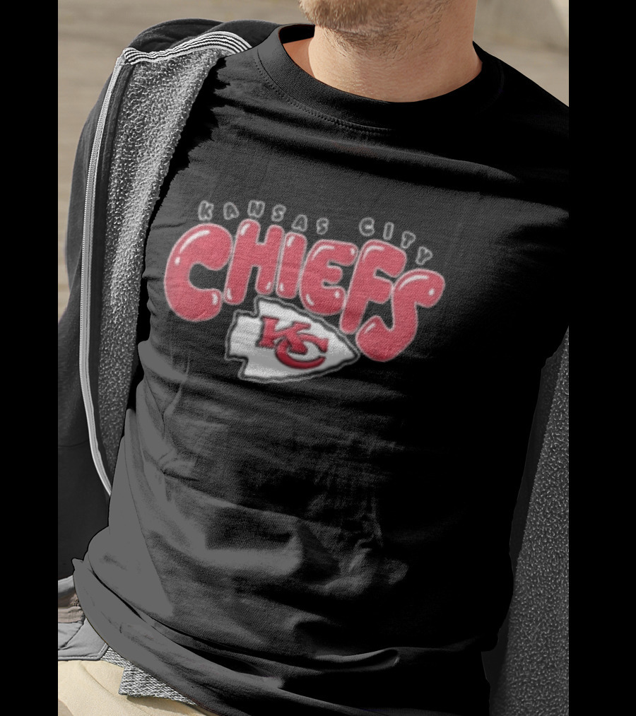 Kansas City Chiefs Red Bubble Lettering Arrowhead KC T-Shirt