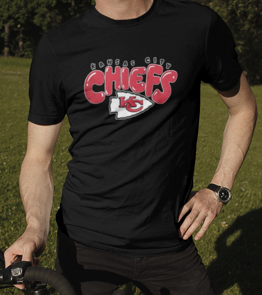 Kansas City Chiefs Red Bubble Lettering Arrowhead KC T-Shirt