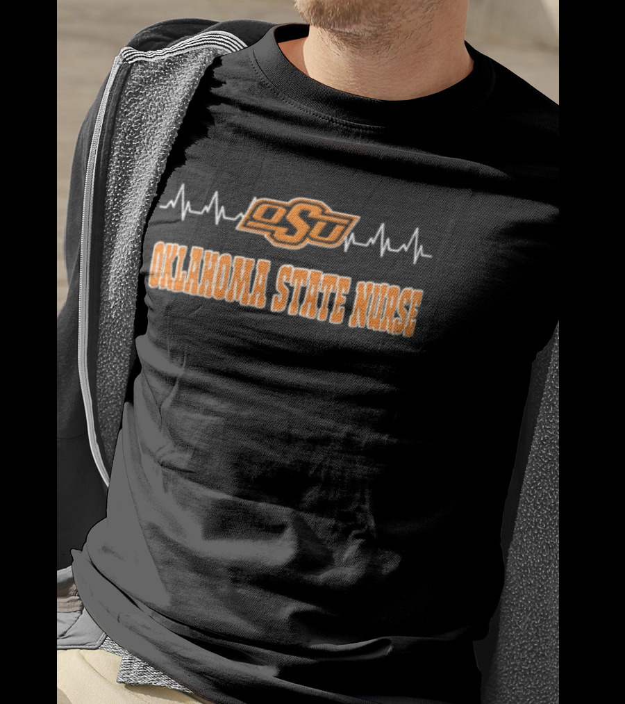 Oklahoma State Cowboys OSU Nurse Heartbeat T-Shirt