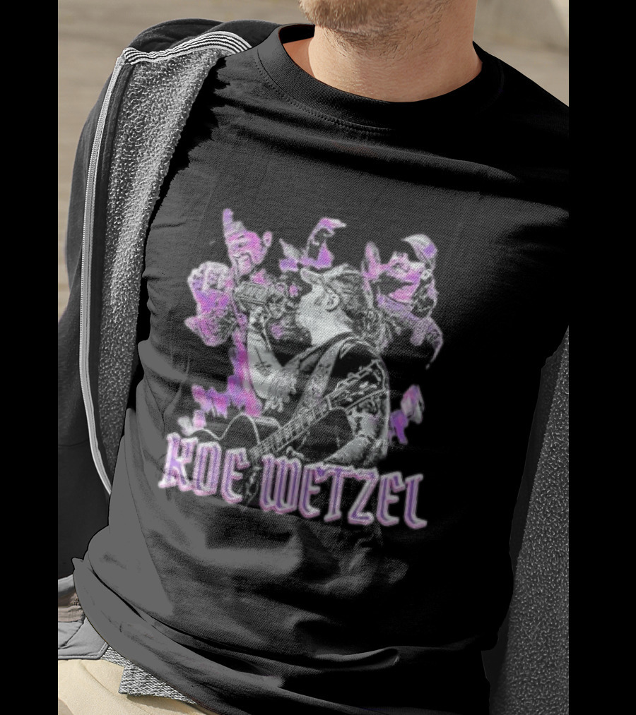 Koe Wetzel Fall Tour 2022 Purple Guitarist Montage T-Shirt