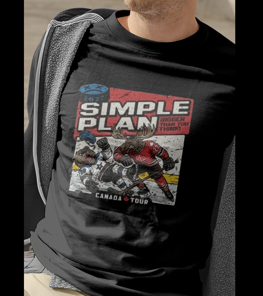 2027 Simple Plan Bigger Than You Think Canada Tour Hockey T-Shirt
