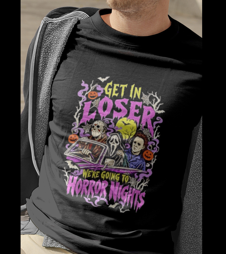 Michael Myers Jason Voorhees Ghostface Get In Loser We're Going To Horror Nights Retro Halloween Halloween HorrorCharacters T-Shirt