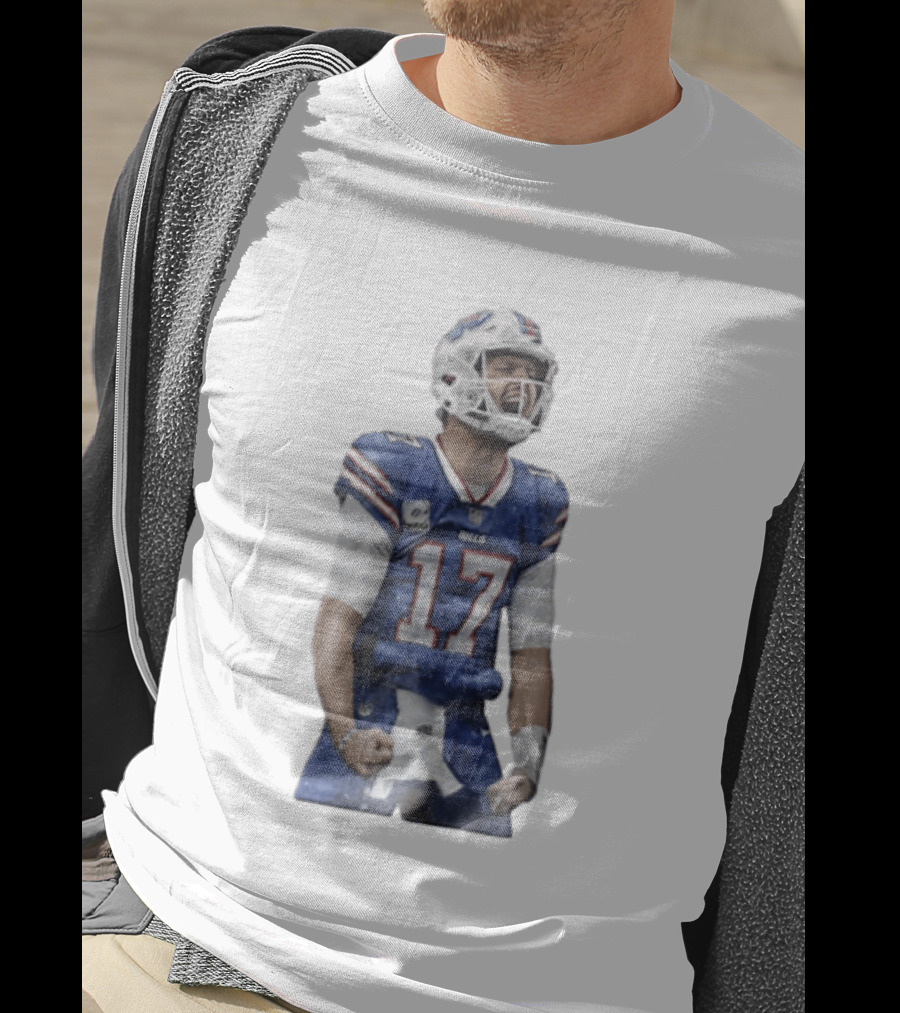 Buffalo Bills Josh Allen 17 Celebrating Football Watercolor T-Shirt