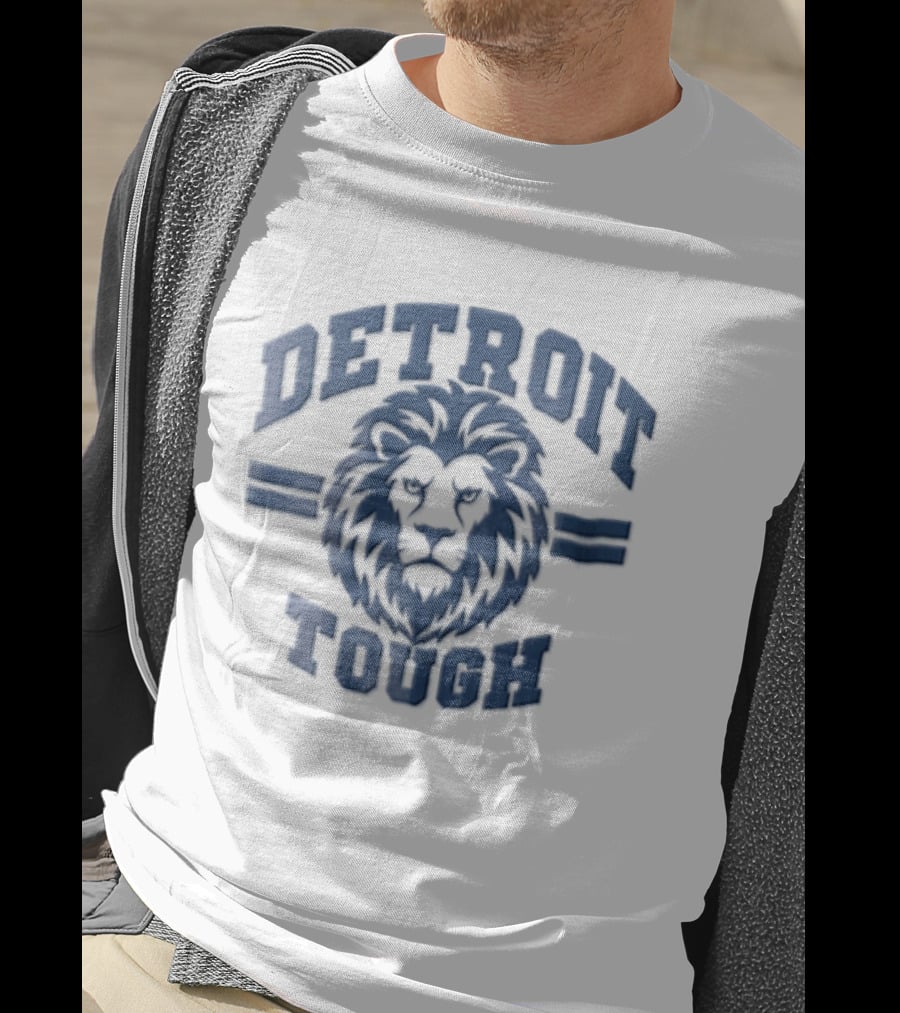 Detroit Tough Blue Lion Head T-Shirt