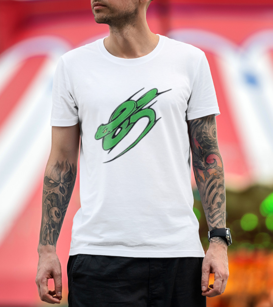 Green Snake Shaped Number Five Serpent T-Shirt