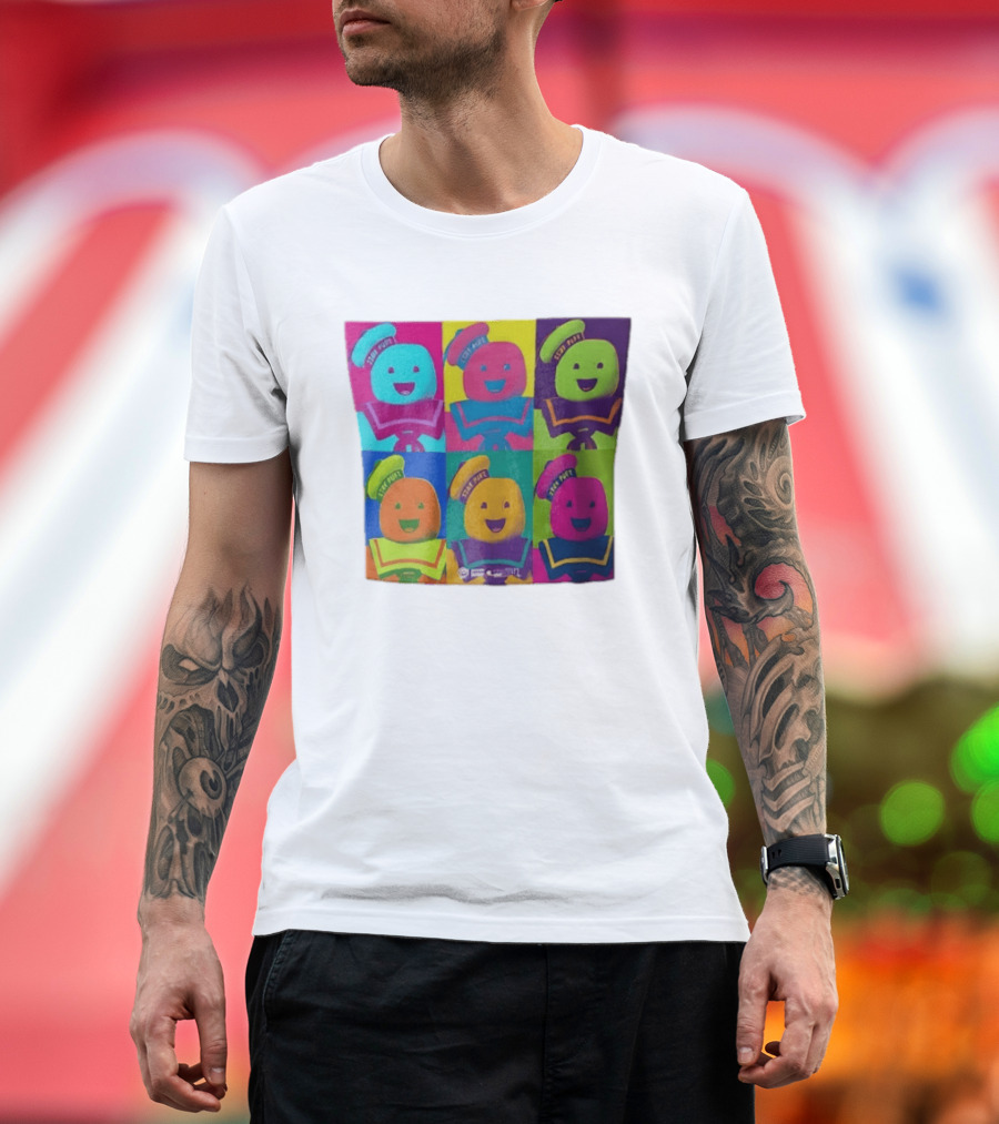 Movie Ghostbusters Stay Puft Marshmallow Man Six Colorful Pop Portraits T-Shirt