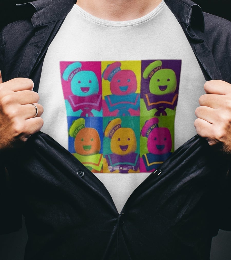 Movie Ghostbusters Stay Puft Marshmallow Man Six Colorful Pop Portraits T-Shirt