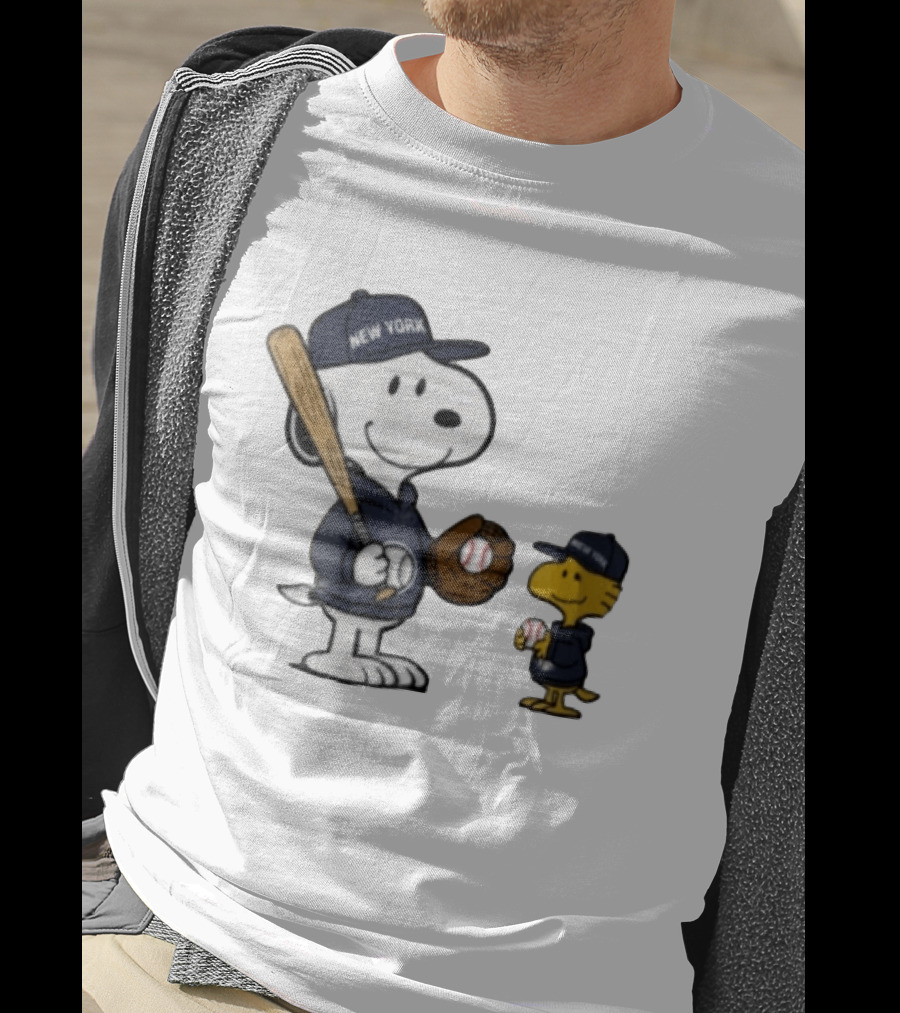 New York Yankees Snoopy Woodstock Baseball Cartoon Peanuts Sports Fan Collection T-Shirt