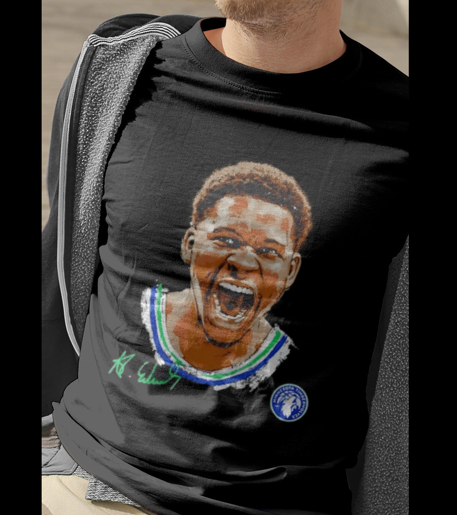 Anthony Edwards Minnesota Timberwolves Basketball Player Signature T-Shirt