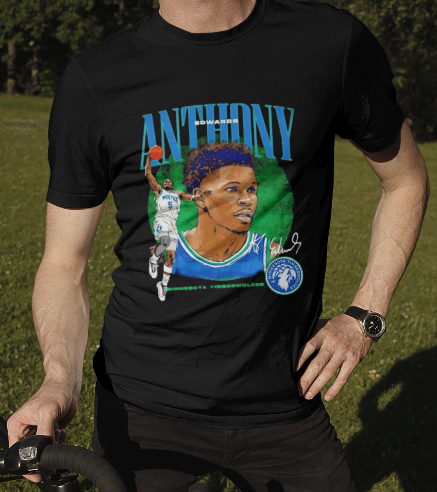 Anthony Edwards No 5 Minnesota Timberwolves Basketball Star Wolves T-Shirt
