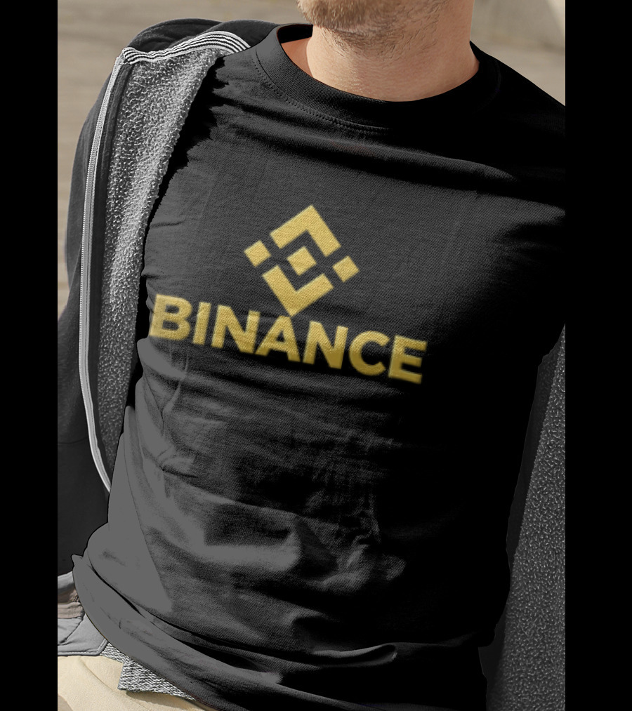 Binance Yellow Geometric Style Cryptocurrency Branding T-Shirt
