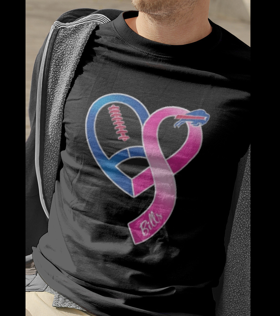 Buffalo Bills Heart Shaped Football Pink Ribbon T-Shirt