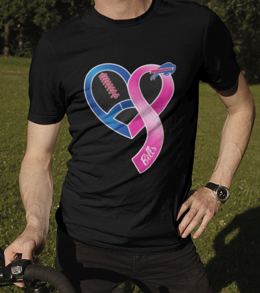 Buffalo Bills Heart Shaped Football Pink Ribbon T-Shirt