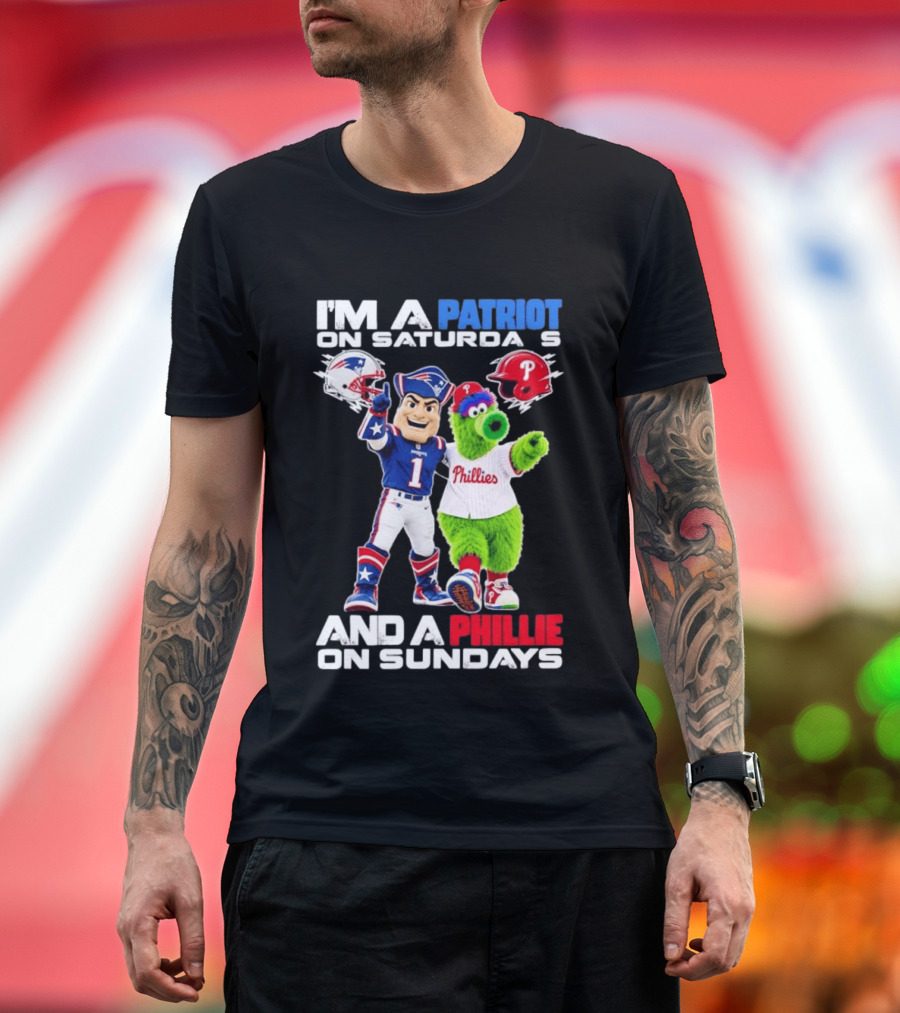 Patriot Saturdays Phillie Sundays Mascots Patriots Phillies T-Shirt