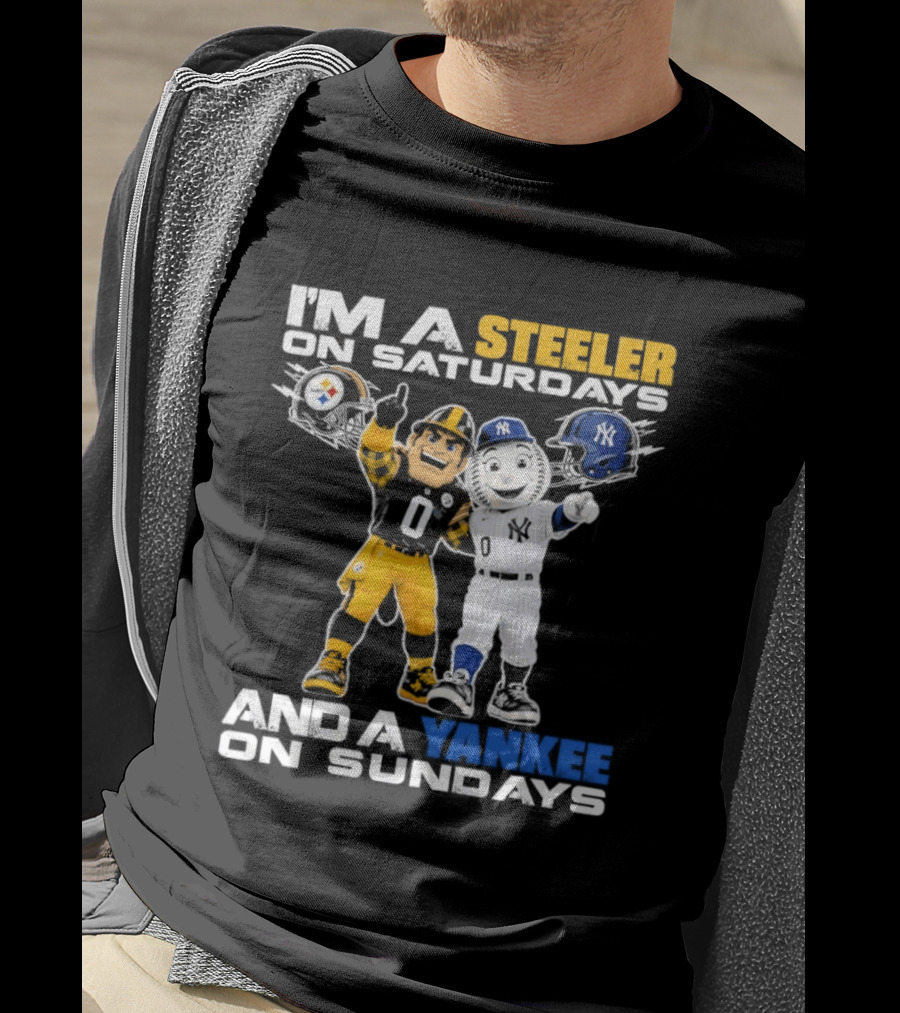 I'm A Steeler On Saturdays And A Yankee On Sundays Football Baseball Mascots T-Shirt