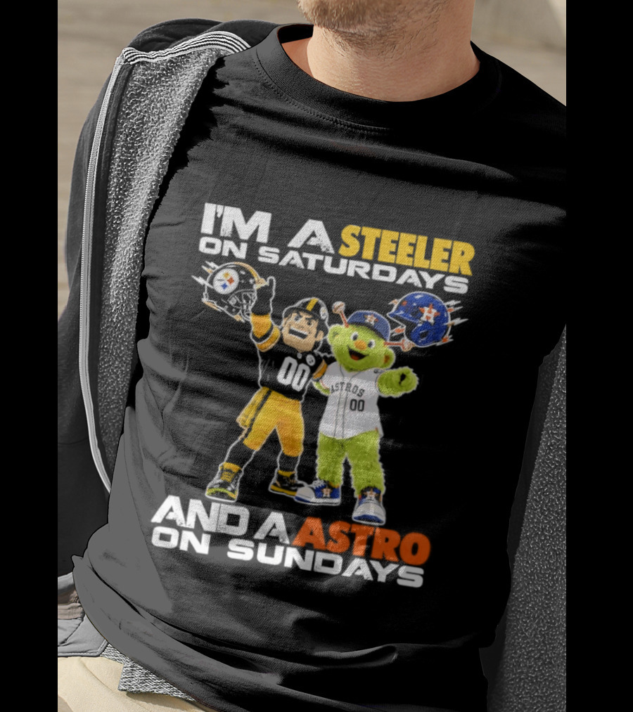 I'm A Steeler On Saturdays And An Astro On Sundays Football And Baseball Mascots T-Shirt