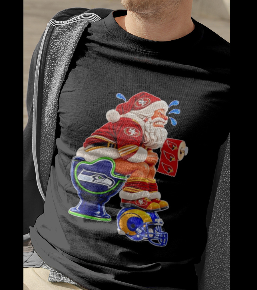 San Francisco 49ers Santa Claus Seahawks Toilet Cardinals Rams Humor T-Shirt