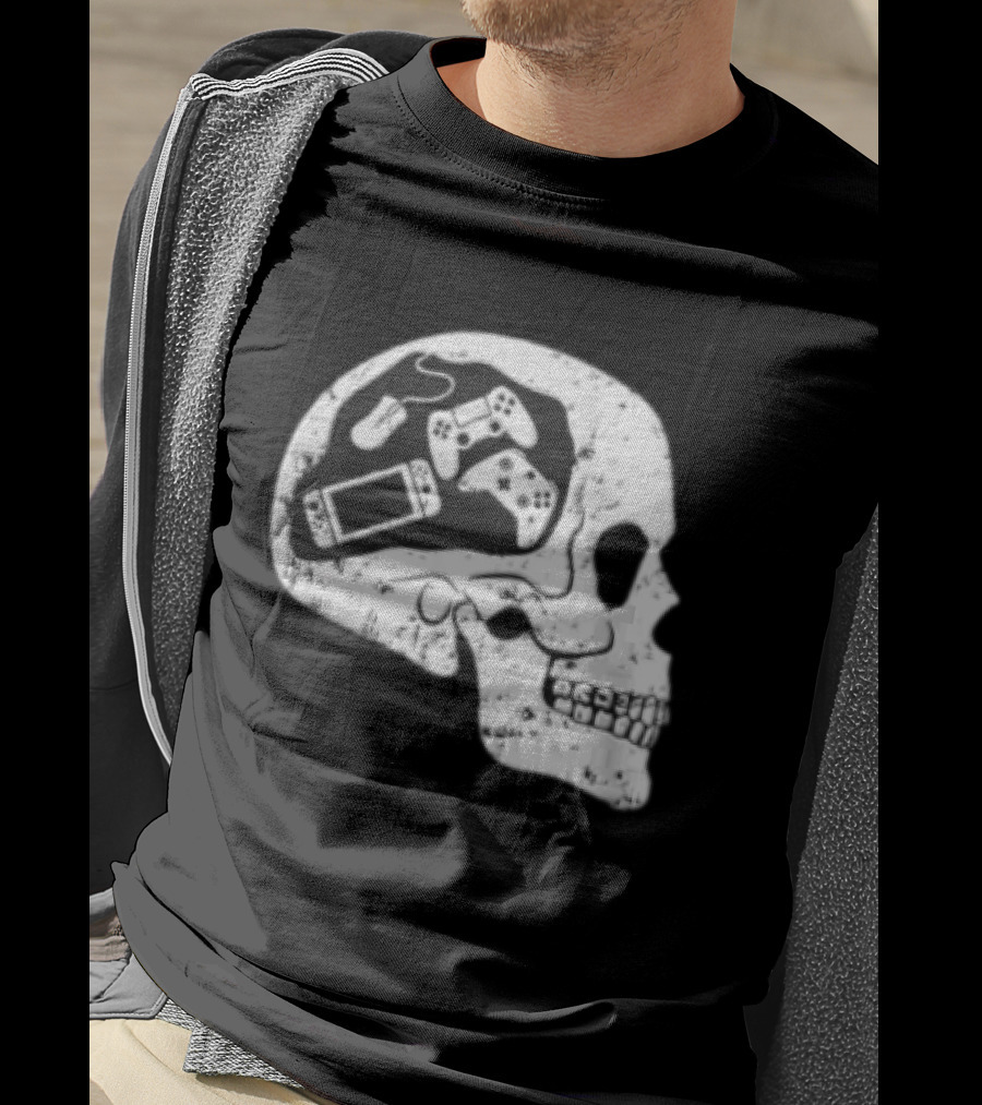 Skull Brain Gaming Controllers Mouse Video Game Lovers T-Shirt