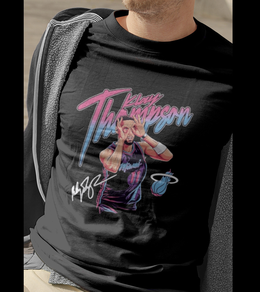 Klay Thompson Miami Heat 11 Three Goggles Signature T-Shirt