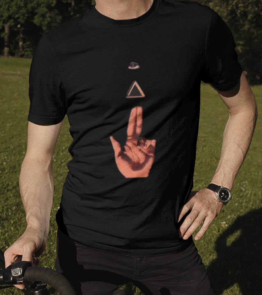 Hand Making Gun Gesture With Pyramid Eye T-Shirt