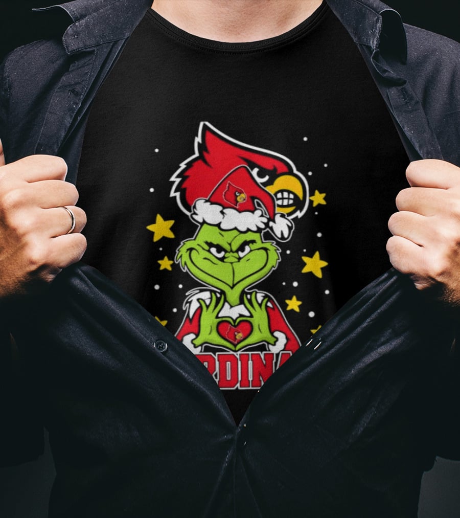 Louisville Cardinals Christmas Grinch Holiday Spirit T-Shirt