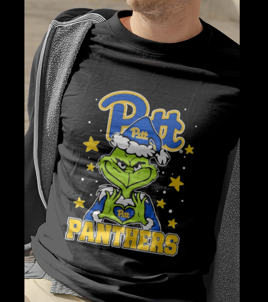 Pitt Panthers The Grinch Heart Hands University Of Pittsburgh T-Shirt